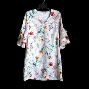 Grifflin Paris Women Casual Dress Bell Sleeves Garden‎ Floral Size Small
